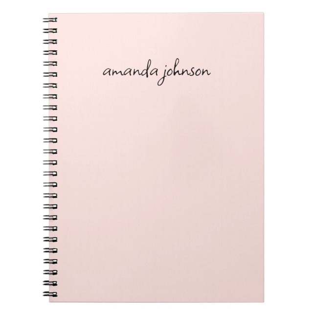 Minimal Girly Simple Light Pink Full Name Monogram Notebook (Front)