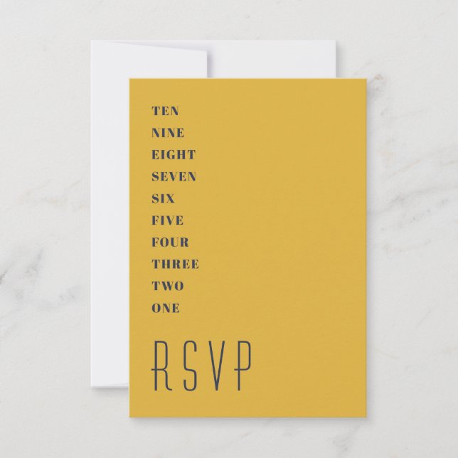Minimal Gold Blue New Year's RSVP Card (Front)