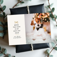 Minimal Gold Bow Cute Saying Pet Christmas Photo