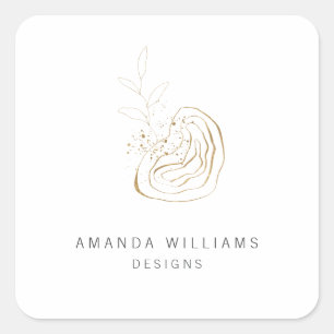 Minimal Gold Designer Abstract Logo Square Sticker