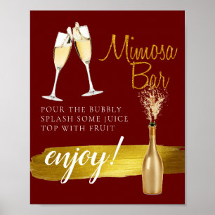 Minimal Gold Elegant Bridal Brunch Mimosa Bar Sign