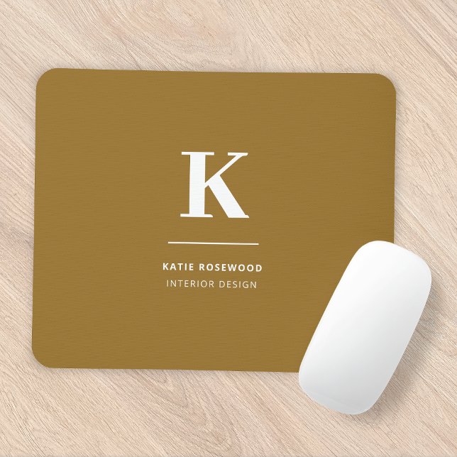 Minimal Gold Elegant Sophisticated Luxe Monogram Mouse Pad (Creator Uploaded)