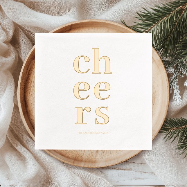 Minimal Gold Foil “Cheers” Cocktail  Napkins (Creator Uploaded)