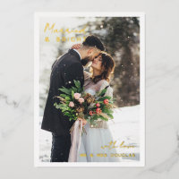 Minimal Gold Foil Typography Married Bright Photo