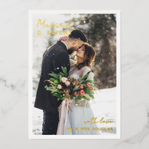 Minimal Gold Foil Typography Married Bright Photo
