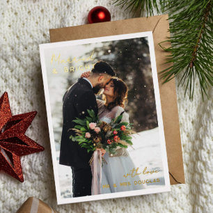 Minimal Gold Foil Typography Married Bright Photo