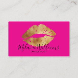 Minimal Gold Lips Business Card for Makeup Artists