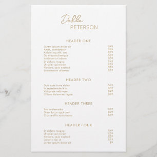Minimal Gold Modern Business Price List Flyer