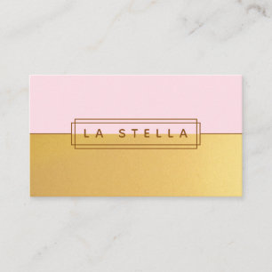 Minimal Gold & Pink Split   Geometric Line Frame Business Card