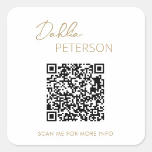 Minimal Gold QR Code Modern Business Square Sticker