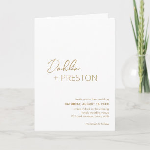 Minimal Gold QR Code Modern Wedding Invitation