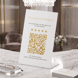 Minimal Gold QR Code Review small business Sign