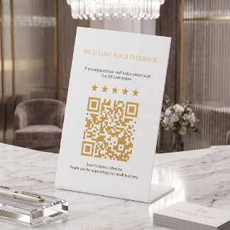 Minimal Gold QR Code Review small business Sign