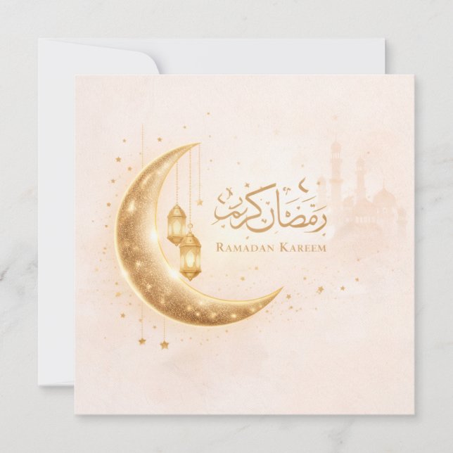 Minimal Gold Ramadan Kareem Card– Elegant Islamic Invitation (Front)