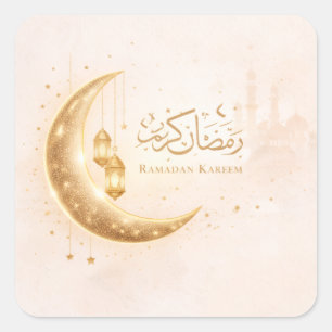 Minimal Gold Ramadan Kareem Stick– Elegant Islamic Square Sticker