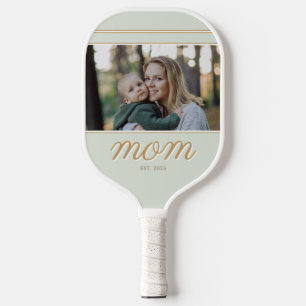 Minimal Gold & Sage Green Mum Established Photo Pickleball Paddle