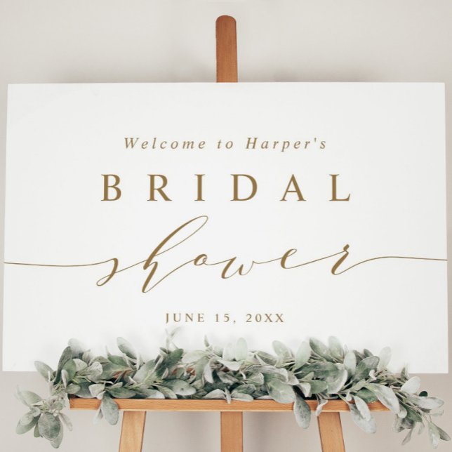 Minimal Gold Script Bridal Shower Welcome Sign (Creator Uploaded)