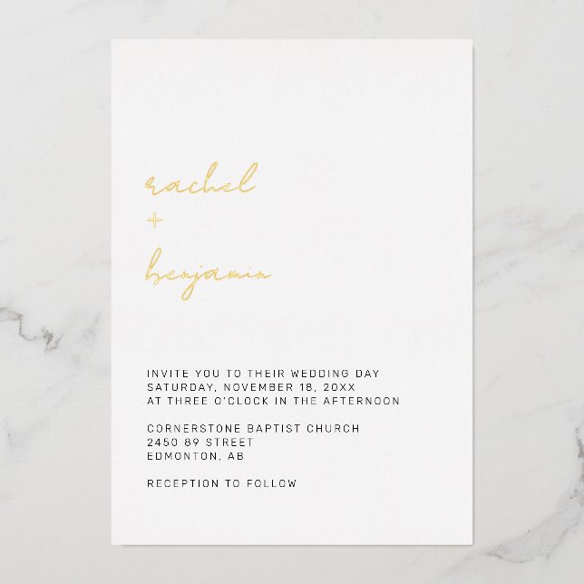 Minimal Gold Script Wedding Elegant Modern (Front)