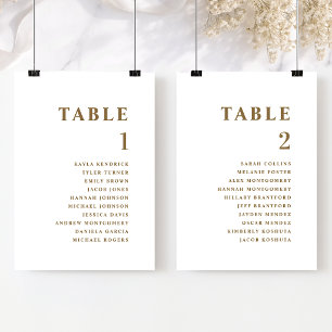 Minimal, Gold Seating Plan Cards with Guest Names