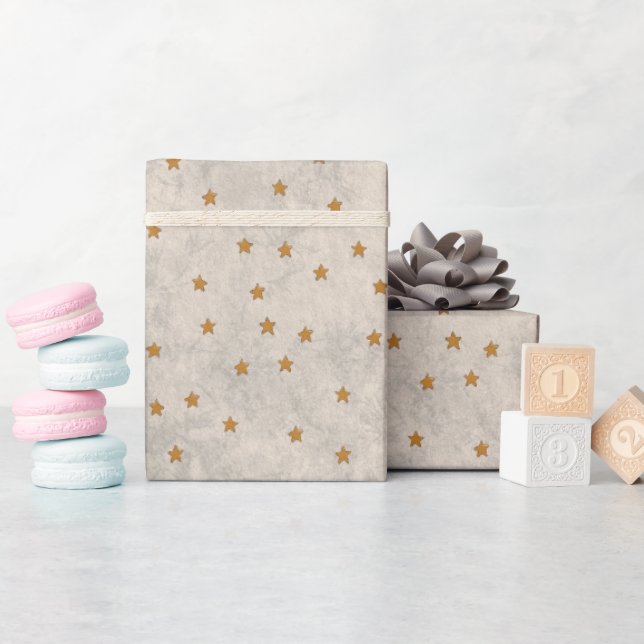Minimal Gold Star Pattern Wrapping Paper (Baby Shower)