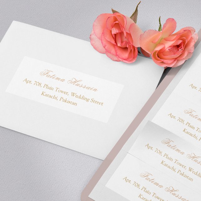 Minimal Gold Stylish Calligraphy Wedding Address Label (Creator Uploaded)