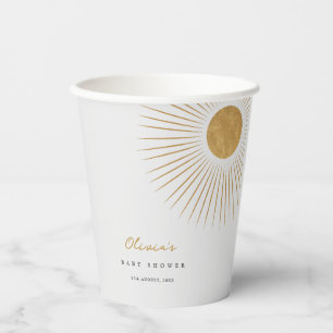 Minimal Gold Sunshine Baby Shower Paper Cups