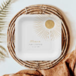 Minimal Gold Sunshine Baby Shower Paper Plates<br><div class="desc">The featured item is a "Sunshine Baby Shower Paper Plate." This square-shaped plate showcases a modern and stylish sun design perfect for a sunshine themed baby shower.</div>