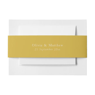 Minimal Gold Text Classic Wedding Envelope Invitation Belly Band