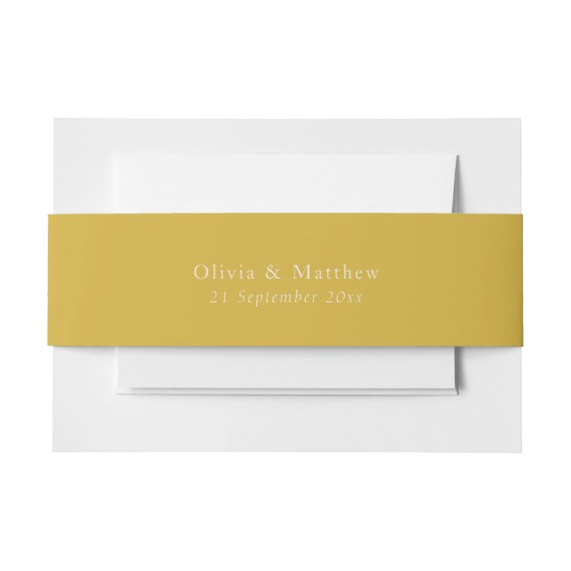 Minimal Gold Text Classic Wedding Envelope Invitation Belly Band (Front Example)