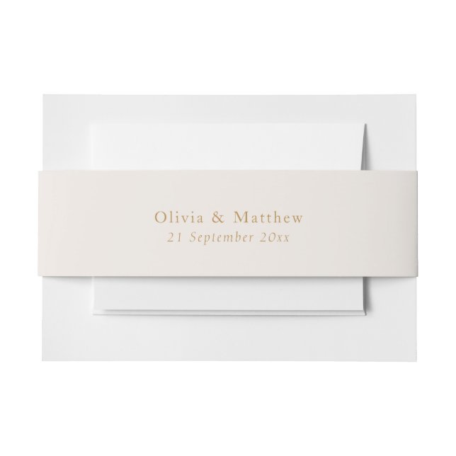 Minimal Gold Text Classic Wedding Envelope Invitation Belly Band (Front Example)