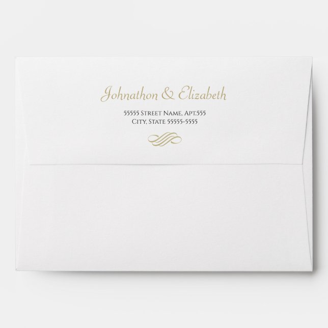 Minimal Gold Wedding Return Address Envelope (Back (Top Flap))