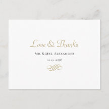 Minimal Gold Wedding Thank You