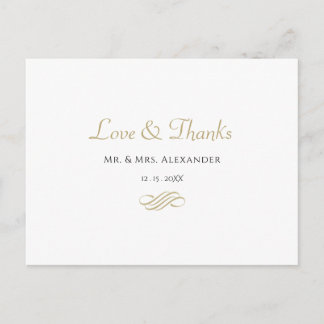 Minimal Gold Wedding Thank You Postcard