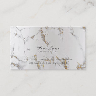 Minimal Golden Strokes Silver Metallic Marble Grey Business Card