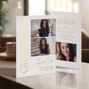 Minimal Graceful Elegance 3 Photo Graduation