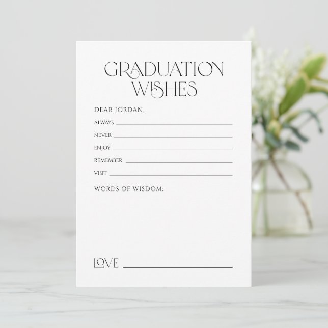 Minimal Graceful Elegance Graduate advice & wishes Card (Standing Front)