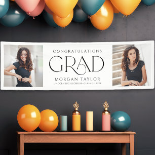 Minimal Graceful Elegance Photo Graduation Party Banner