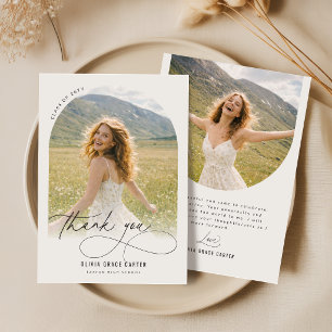 Minimal Grad Arch Photo Graduation Party Thank You Card