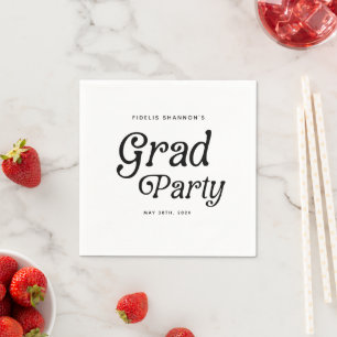 Minimal Grad Party Retro Graduation Napkin