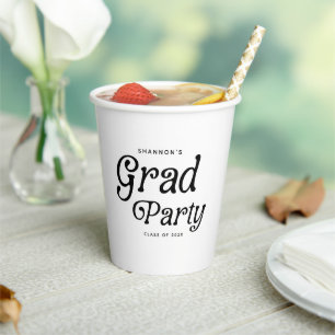 Minimal Grad Party Retro Graduation Paper Cups