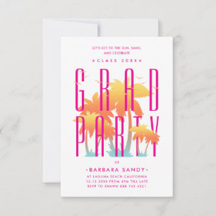 Minimal Grad Party Summer Graduation Pink Invitation