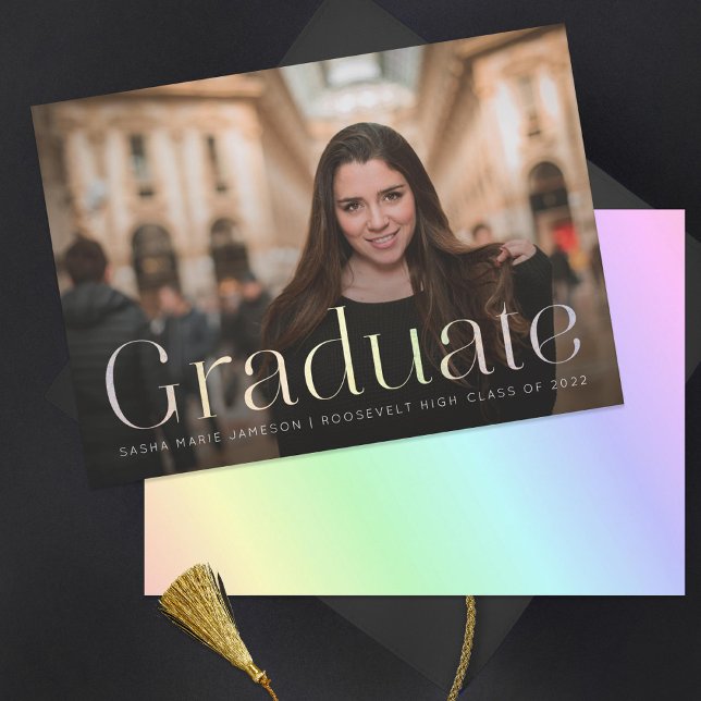 Minimal Graduate Landscape Photo Holographic Invitation (Creator Uploaded)