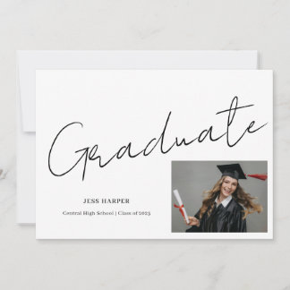 Minimal Graduate Photo High School Graduation Invitation