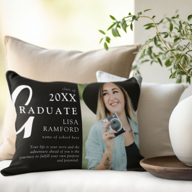 Minimal Graduate Photo & Quote Keepsake Gift Decorative Cushion (Creator Uploaded)