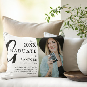 Minimal Graduate Photo & Quote Keepsake Gift Decorative Cushion