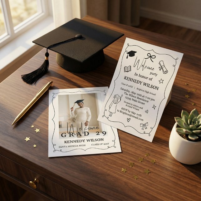 Minimal Graduation Invitation | Class of 2026  (#graduation #gradinvitation #classof2029 #minimaldesign #graduationparty #moderninvitation #black)