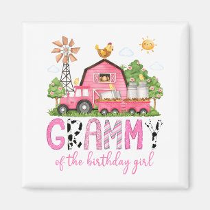 Minimal Grammy Birthday Girl Pink Cow Magnet