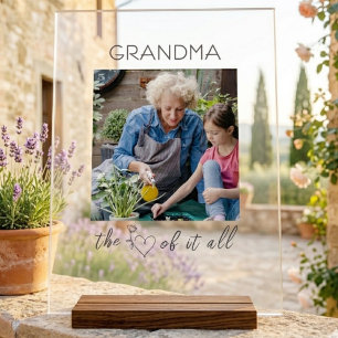 Minimal Grandma the Heart of it All Photo Acrylic Sign