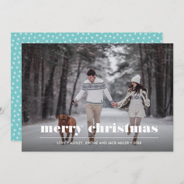 Minimal Graphic | Aqua Christmas  Photo Card (Front/Back)