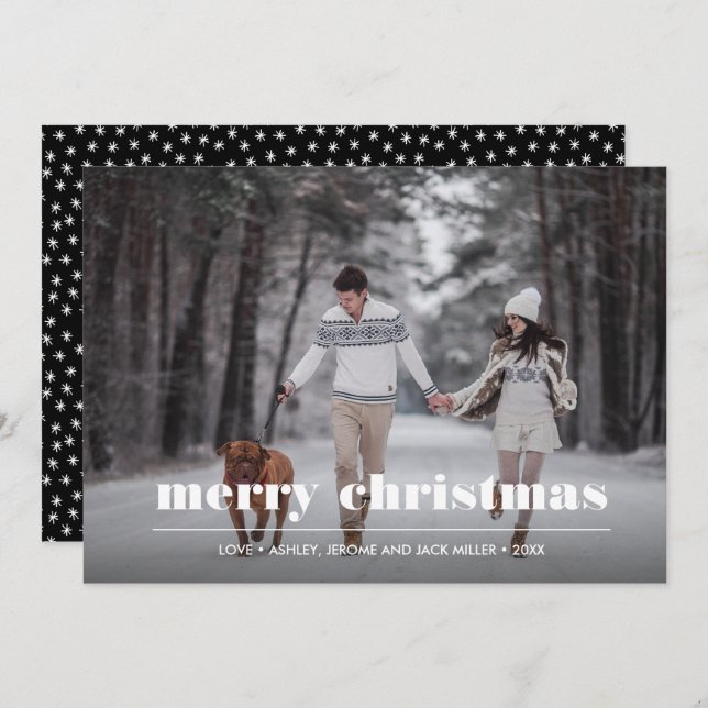 Minimal Graphic | Black  Christmas  Photo Card (Front/Back)